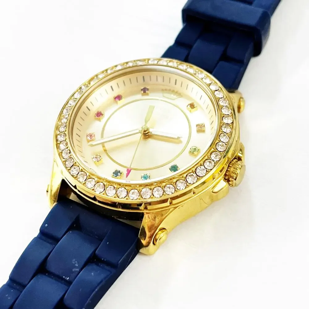 Juicy Couture Rainbow Crystal Gold & Navy Watch